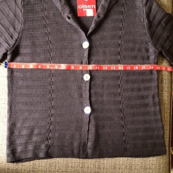 Cafe' Rib Chocolate Brown Button-down Cardigan - Picture 1 of 6